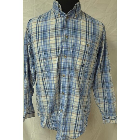 Wrangler Twenty X Mens Medium Blue Plaid Long Sleeve Button Down Western Shirt - Picture 1 of 11